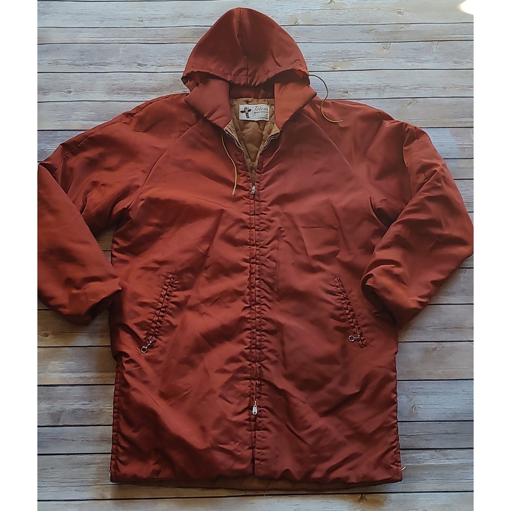 Vintage Totem Sportswear Of Seattle Burnt Orange Coat Jacket Size Med F4
